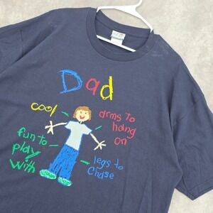 Vintage TSI Sportswear Dad Crayon Graphic T-Shirt Navy Blue Mens XL